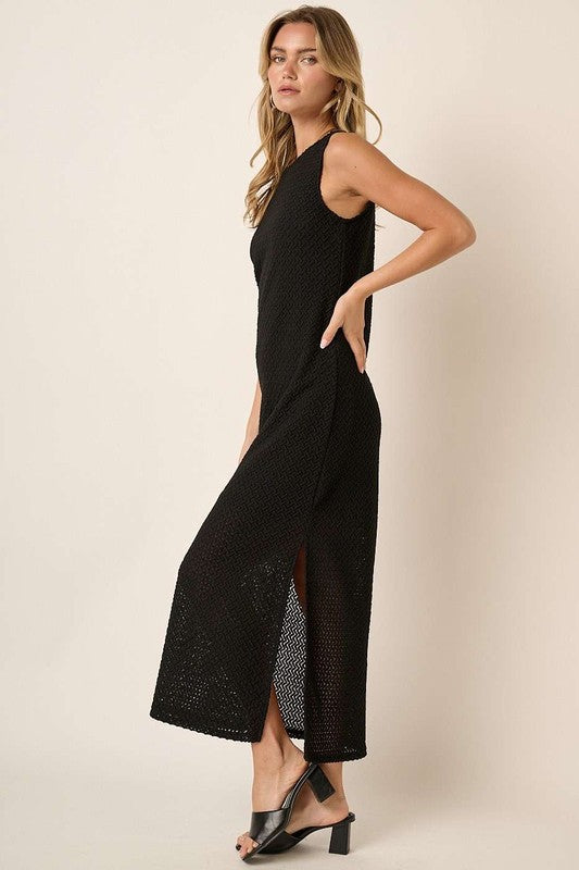 Mittoshop Side Slit Round Neck Sleeveless Dress