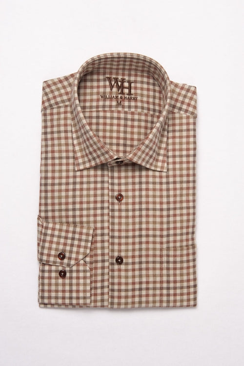 W&H Men's Long Sleeve Button Up Sports Shirts - Red Gingham