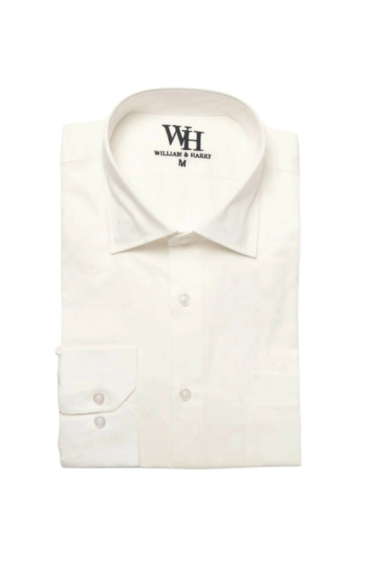 W&H Men's Long Sleeve Button Up Sports Shirts - White Polka Print