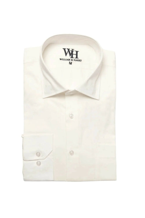 W&H Men's Long Sleeve Button Up Sports Shirts - White Polka Print